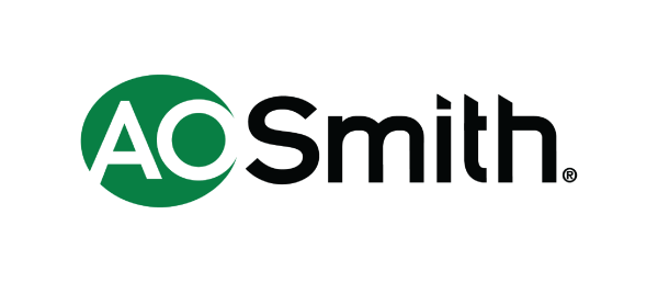 The image features a logo with the text "AO Smith." The "AO" is in a green circle, while "Smith" is displayed in a bold, dark font next to it