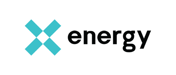 A logo featuring a stylized blue "X" made up of four squares, accompanied by the word "energy" in a bold, dark font